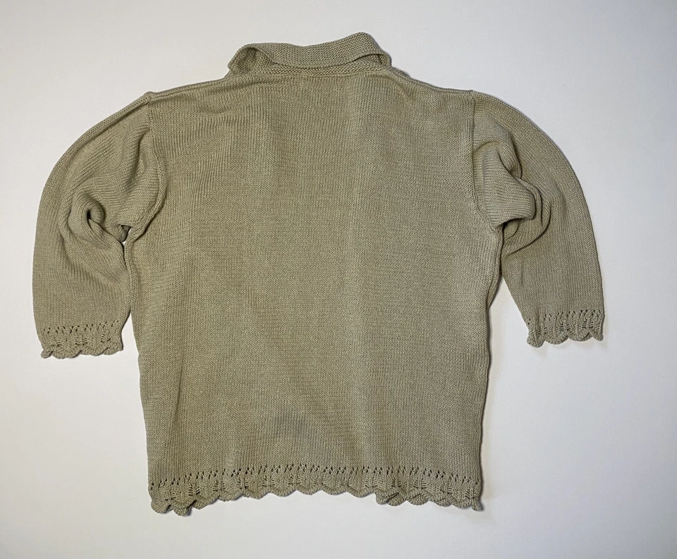 Cárdigan suéter tejido frente abierto mezcla algodón Aran Crafts Ireland XL marfil usado en excelente estado Foto 2 de 4