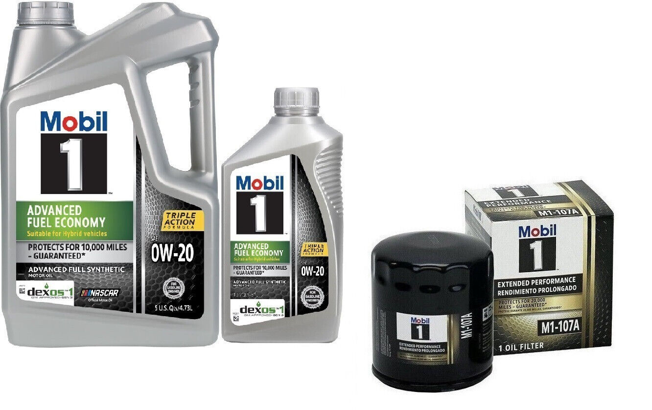 Mobil1 M1-107A Engine Oil Filter & 6 Quarts Mobil1 0W20 Full Synthetic Motor Oil