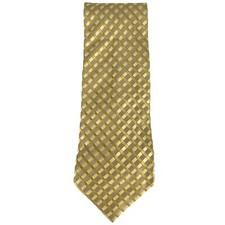 BCBG Attitude Yellow Gold Intersecting Diagonal Stripes Silk Mens Tie Necktie