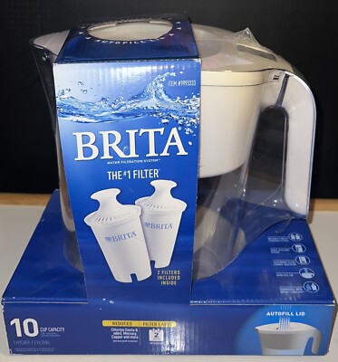 New Still In Plastic Brita 10 Cup Capacity Pitcher 2 Filters