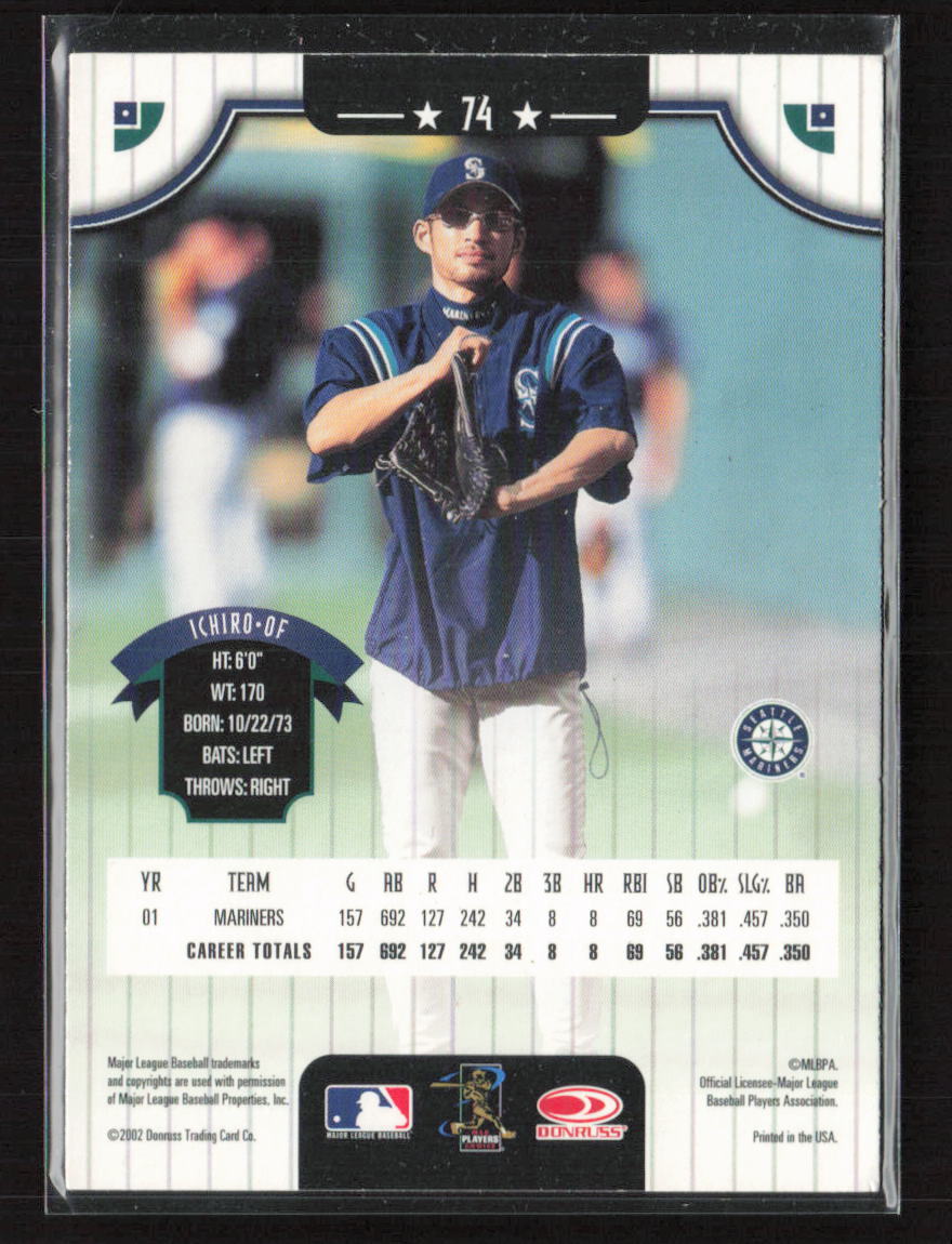 2002 Donruss #74 Ichiro Seattle Mariners (R) | eBay