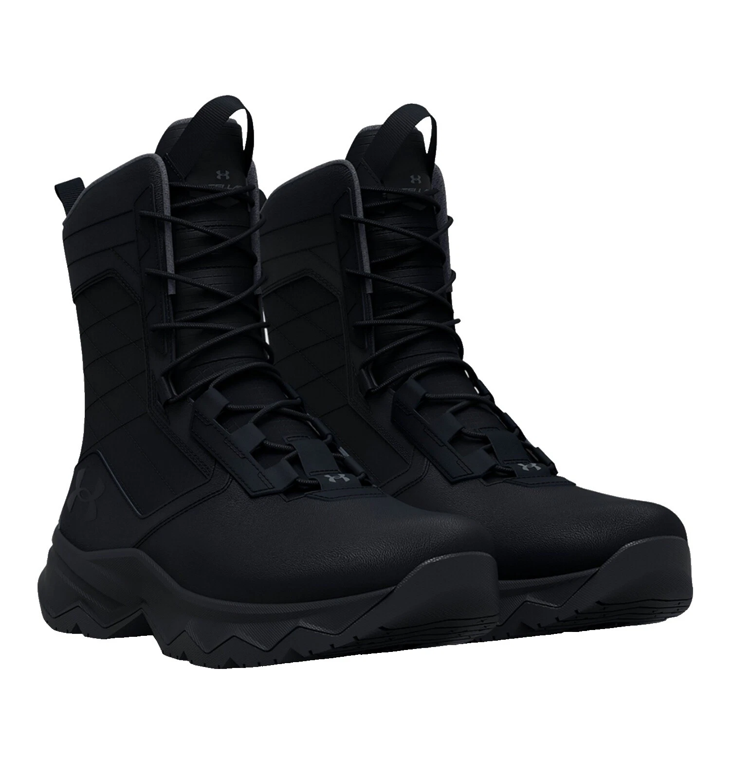 Black Leather Workwear Boots for Women