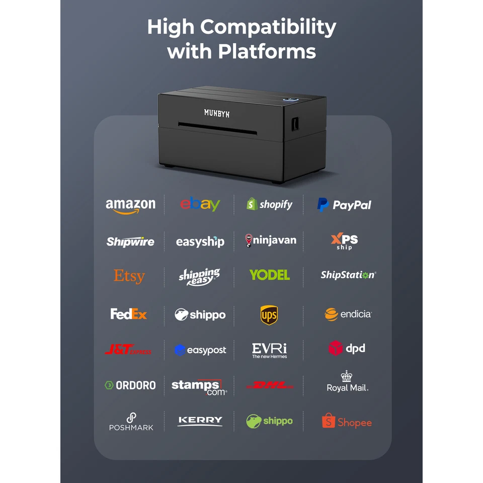 MUNBYN Bluetooth 4x6 Shipping Label Printer Thermal Label Printer for USPS FedEx - Image 2 of 4