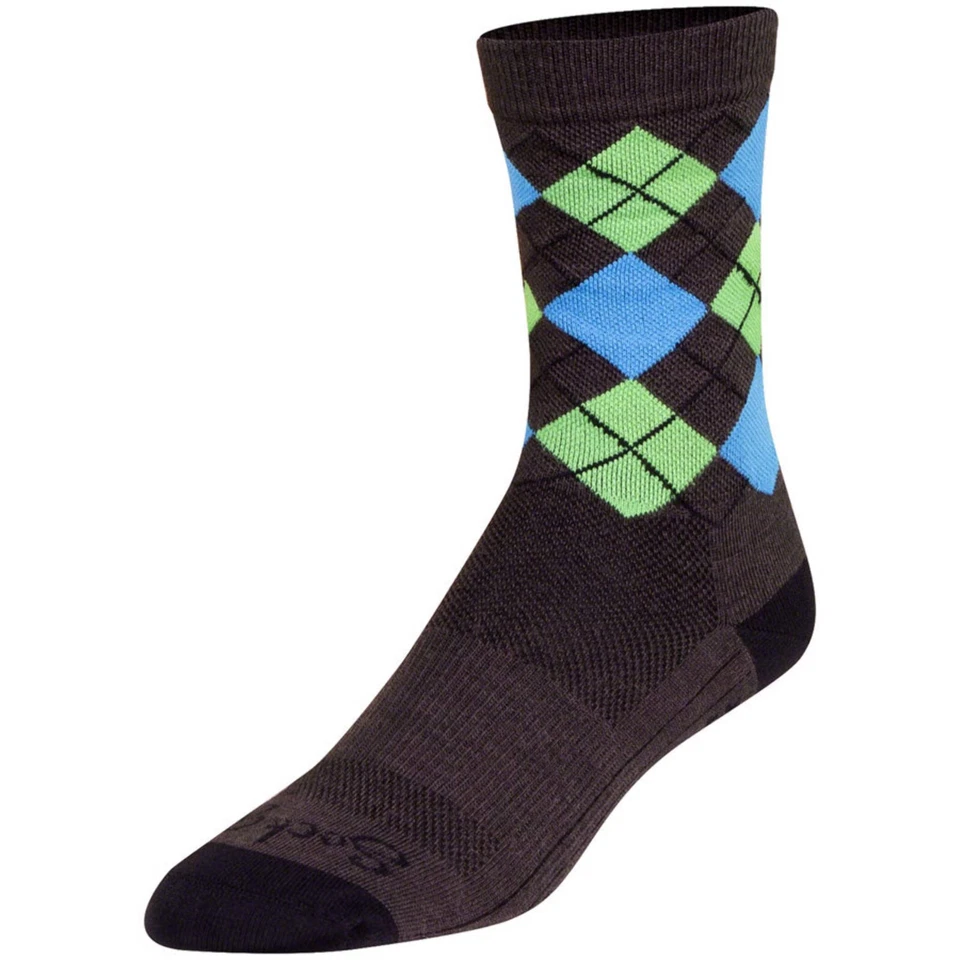 Calcetines - SockGuy - Highlander Negro L/XL 6" Lana Crew Ciclismo/Correr NUEVO Foto 2 de 3