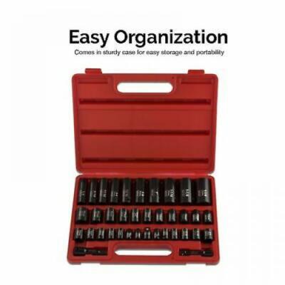 Neiko 38 Pc Laser Impact Deep Socket Set, 3/8'' and 1/2