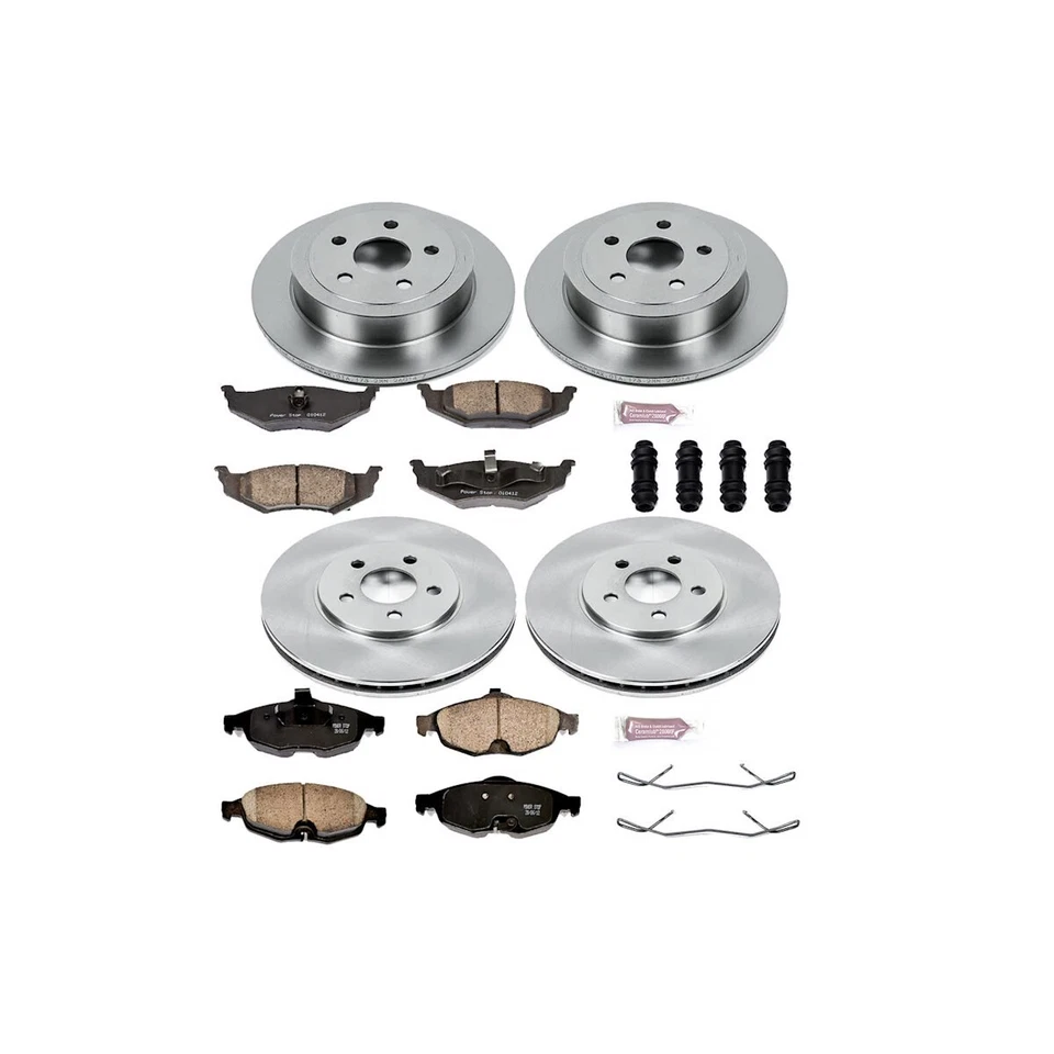 KOE1685 Powerstop Juego de 4 Ruedas Disco de Freno y Kits de Pastillas Delanteras y Traseras Sedán Foto 4 de 4