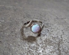 Sterling Silver Ring Faux Fire Opal Size 7.5 Bypass Round Modern 2.4g .925