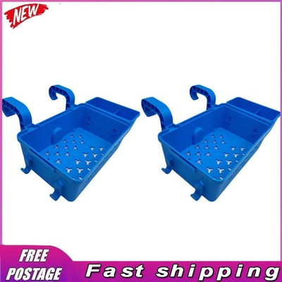 Poolside Hanging Storage Baskets with Cup Holders for Above Ground Pool (Blue)