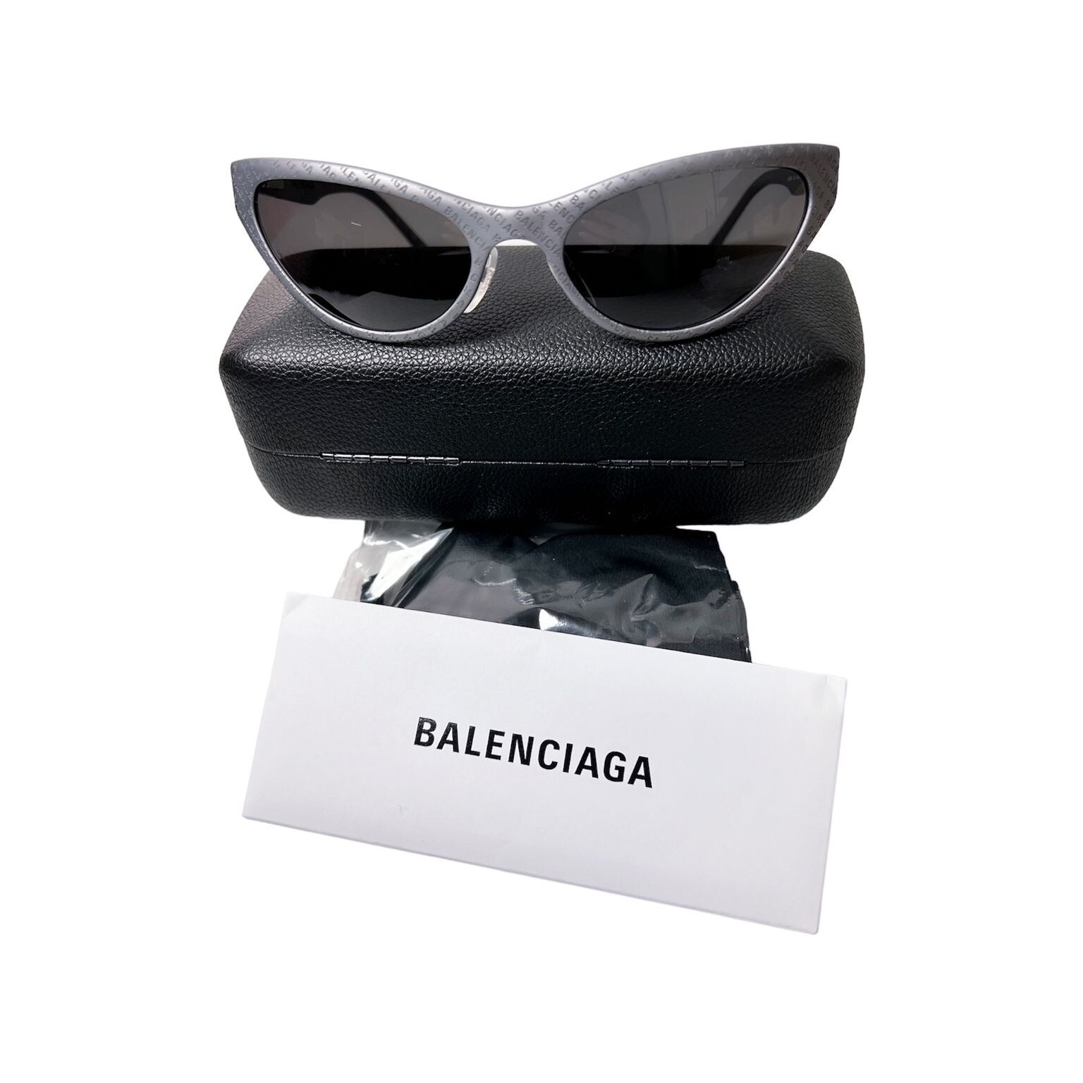 Balenciaga Womens Gray Logo Metal Aluminum Frame UV Sunglasses With Case New