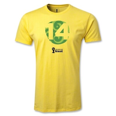 2014 FIFA Weltmeisterschaft World Cup Herren Men's Official Look T-Shirt Gelb L