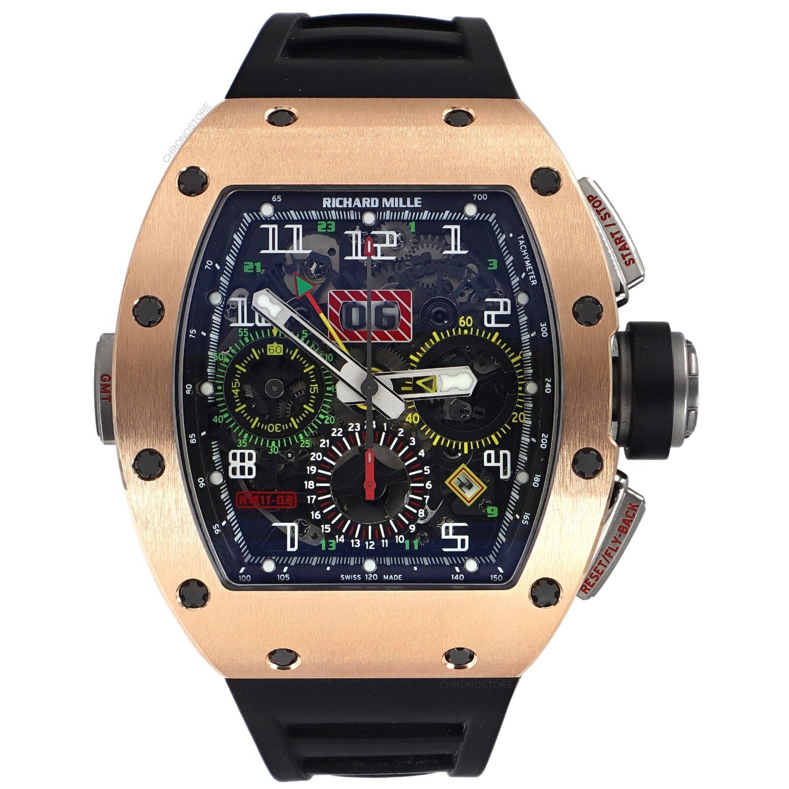 Richard Mille RM 11-02 Gmt Rose Gold Titan Gummi Automatische Armbanduhr