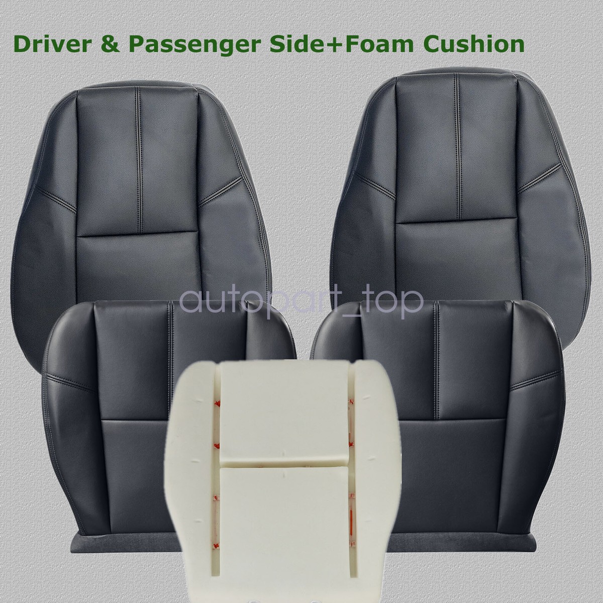 Fits 2007-2014 Chevy Silverado 1500 Front Seat Cover Leather Black