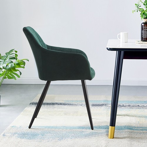 2 Pcs Dining Chairs Velvet Upholstered Seat Armchairs Metal Legs Home Kitchen UK - Picture 41 of 66