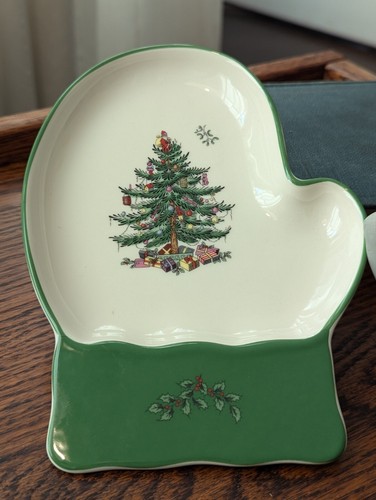 Spode Christmas Tree Mitten Dish Mini Serving Plate Holiday Art Festive Art - Picture 10 of 16