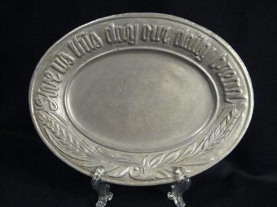 CARSON CASTINGS FREEPORT PA OVAL PEWTER TRAY - GIVE US THIS DAY OUR DAILY BREAD
