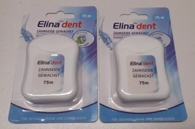 2x 75m Elina med dent Zahnseide gewachst mit Minzgeschmack Neu