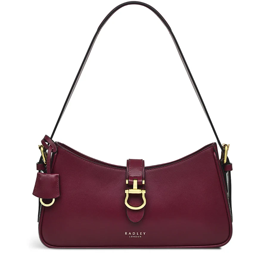 Radley London Dark Cherry Leather Linden Gardens Zip Top Shoulder