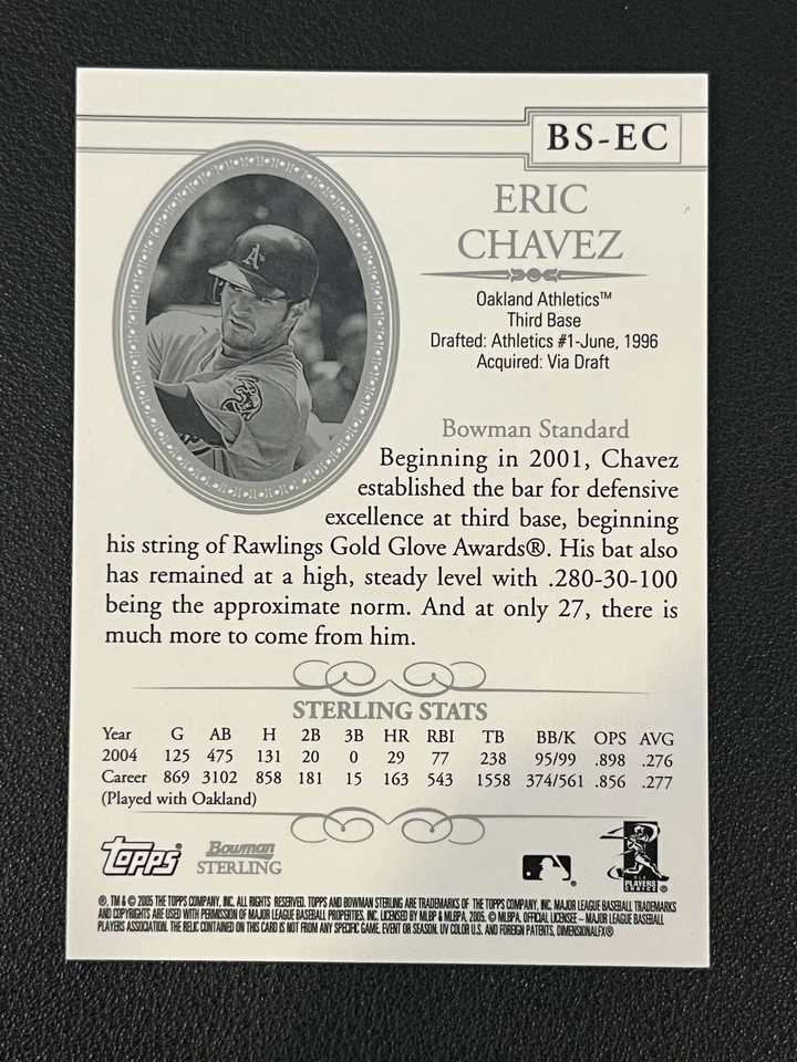 Eric Chavez 2005 Bowman Sterling Game Used Jersey BS-EC A's - Image 2 of 2
