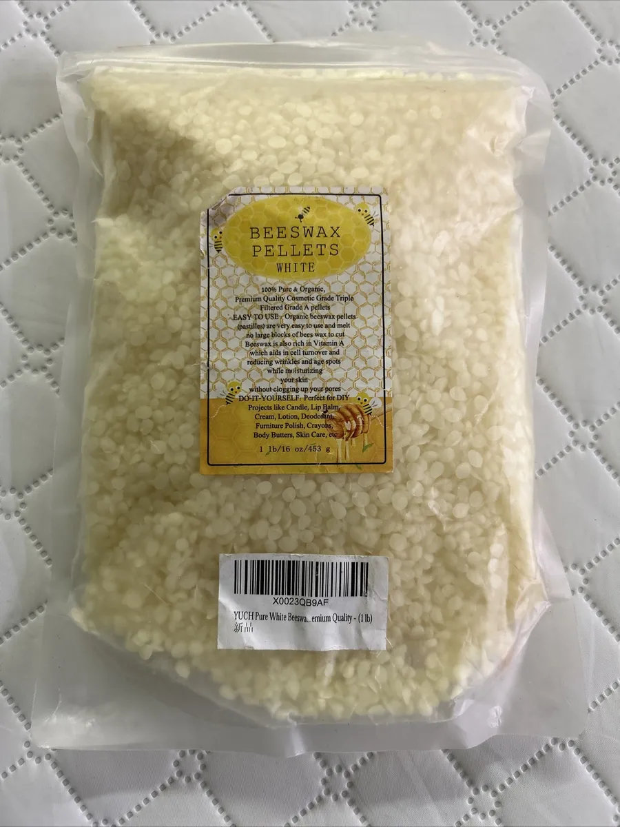 Organic White Beeswax Pellets (1lb) by YUCH 100% Pure USDA Organic Beeswax