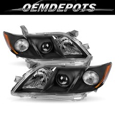 For 2007 2008 2009 Toyota Camry Black Housing Amber Corner Projector Headlights
