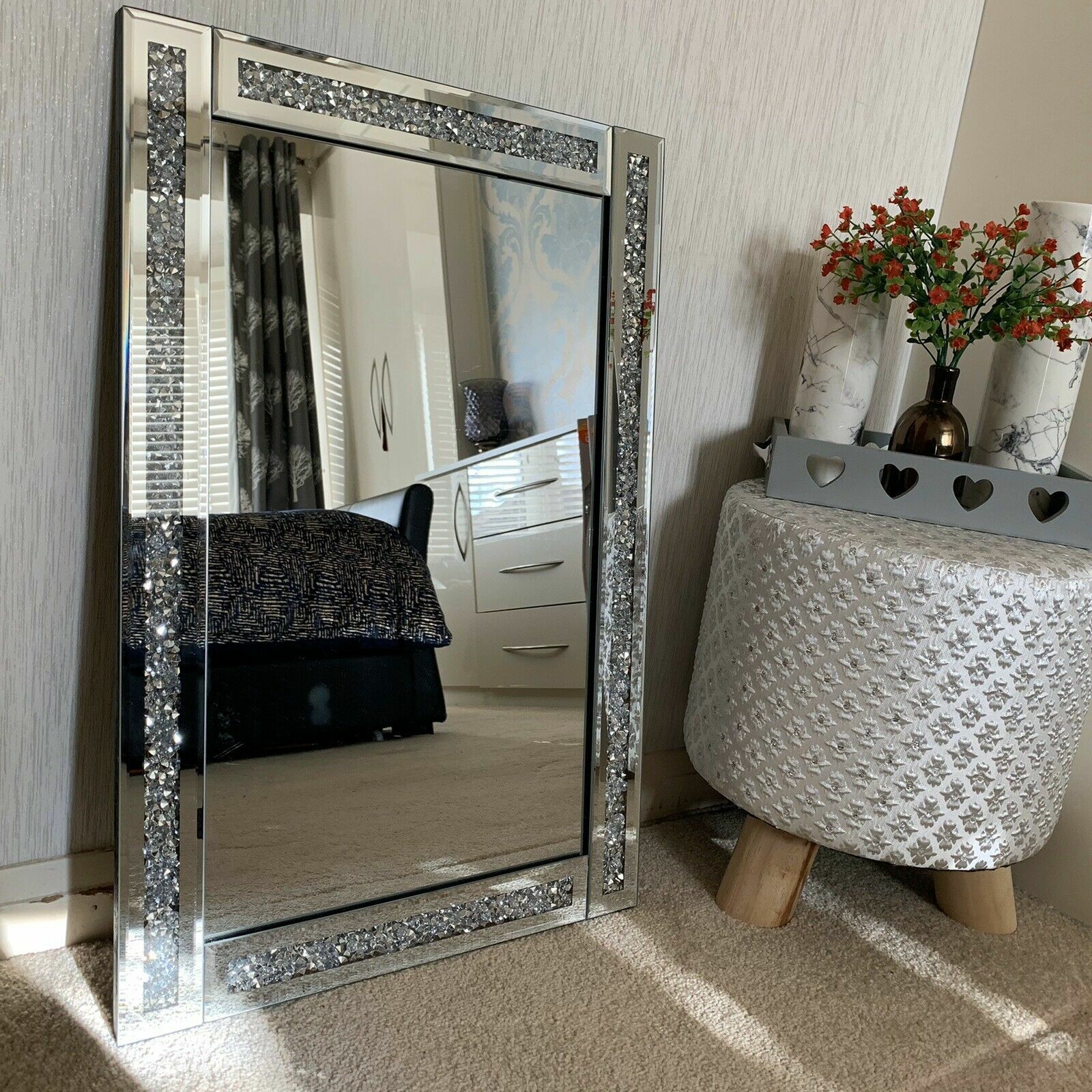 Loose Diamante Wall Mirror 40x60 Crush Jewel Diamante Dressing Wall