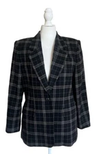 Vintage Blazer, Mark Alexander Studio, Plaid, Women’s 100% Wool, Size 12
