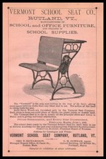 1892 Vermont School Seat Co. Rutland VT madera de abedul escritorio plegable anuncio impreso vintage
