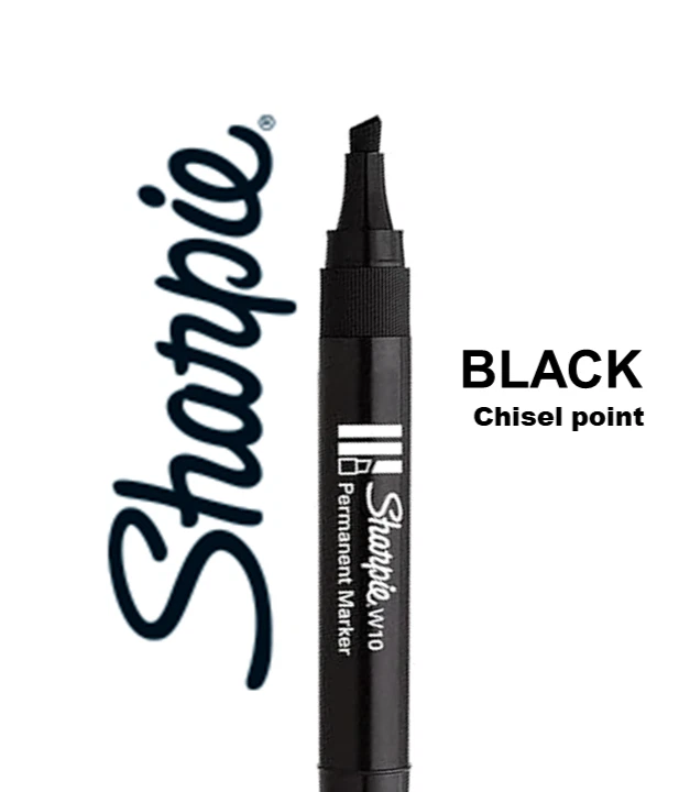 Black Sharpie W10 Permanent Marker Pen Chisel Tip