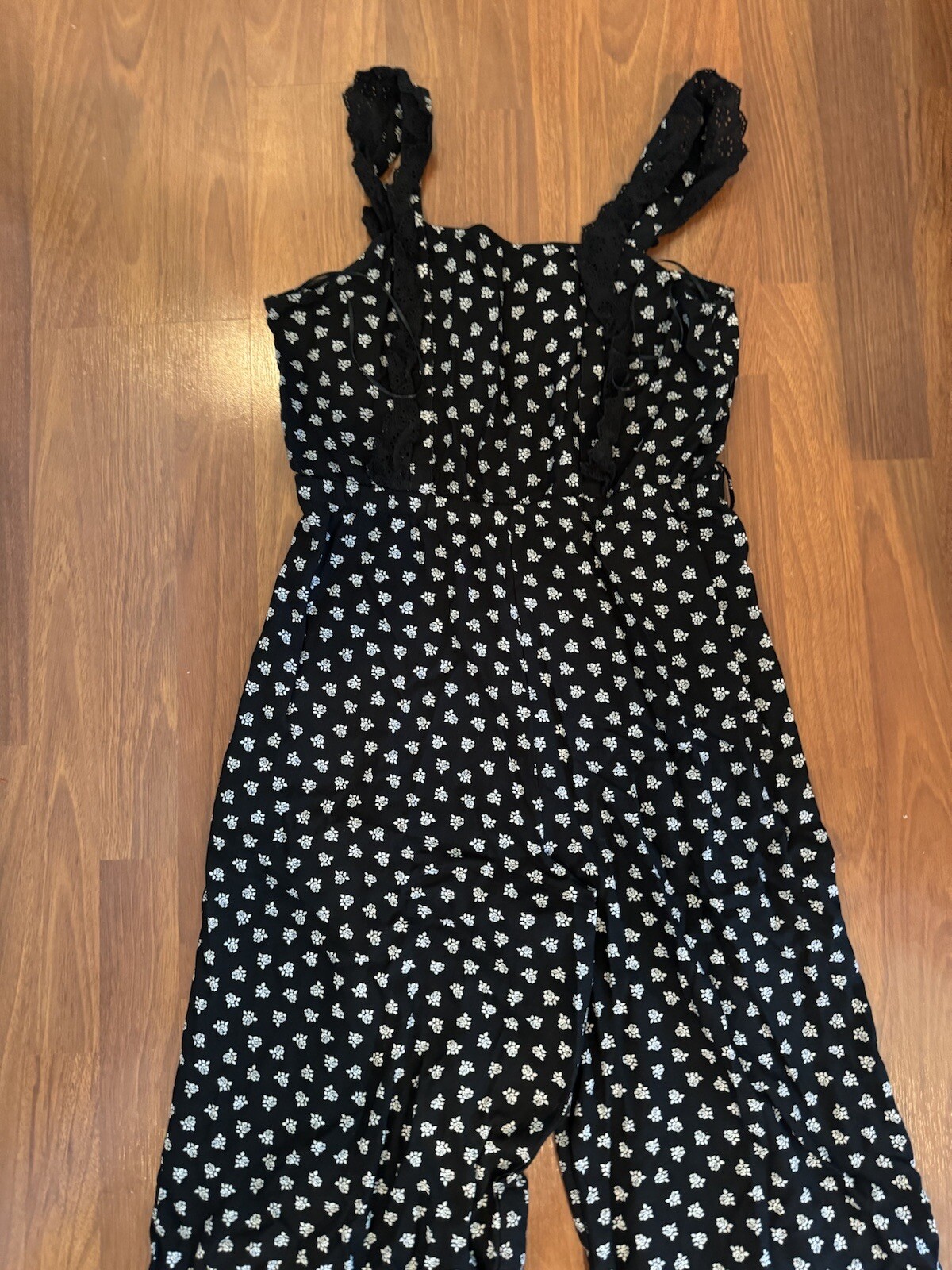Primark Black And White Jumpsuit - Flowers - Size 10 image 3