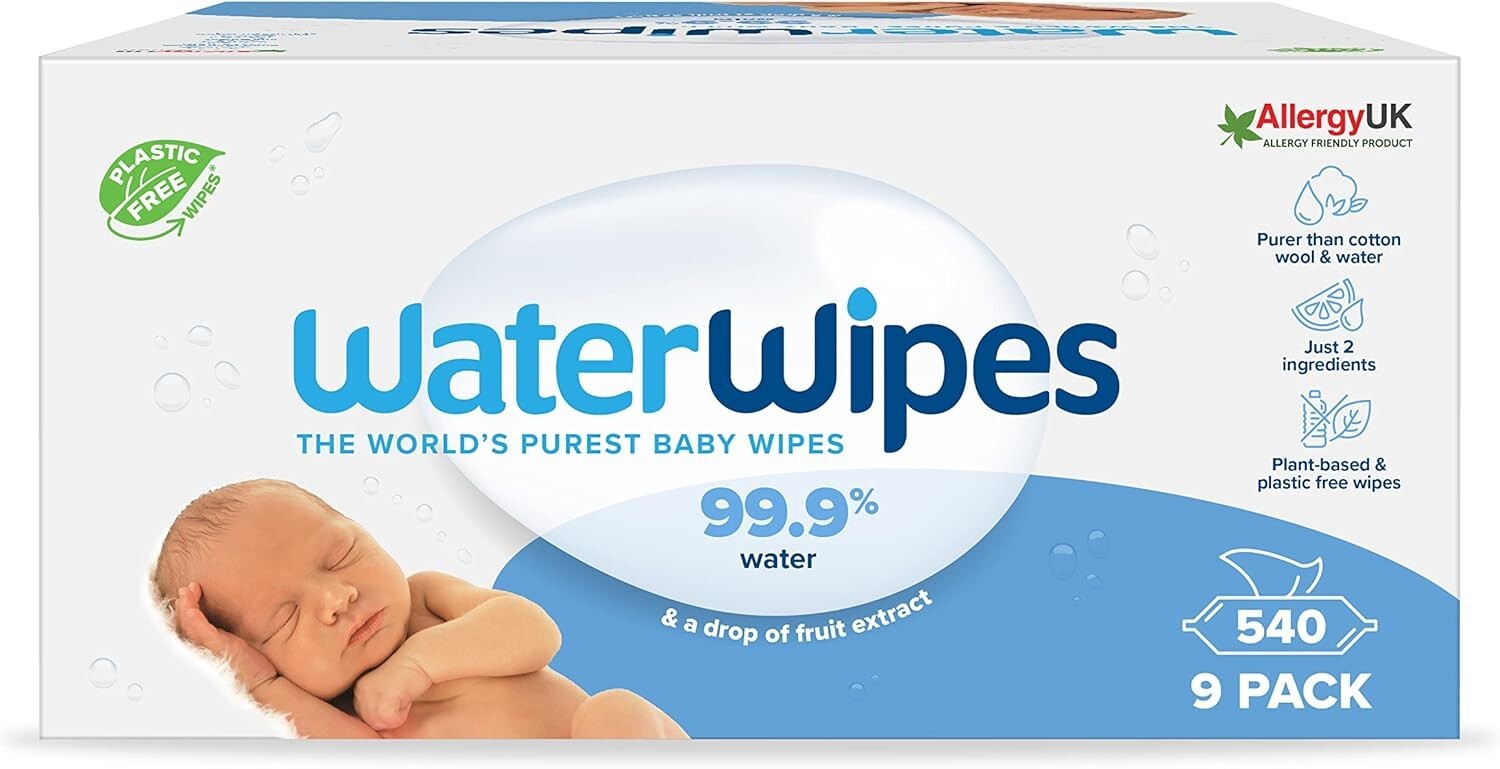 WaterWipes Toallitas húmedas Originales para Bebés, Sin Plástico, 540 unidades