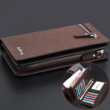 Mens Long Leather Wallet Phone Purse Credit Cards Holder Zipper Clutch Handbag