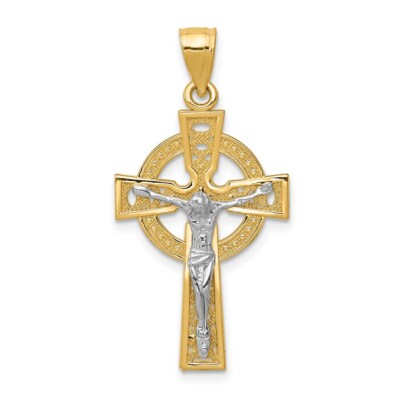 Echter 14kt Bicolor Iona Kruzifix Anhänger