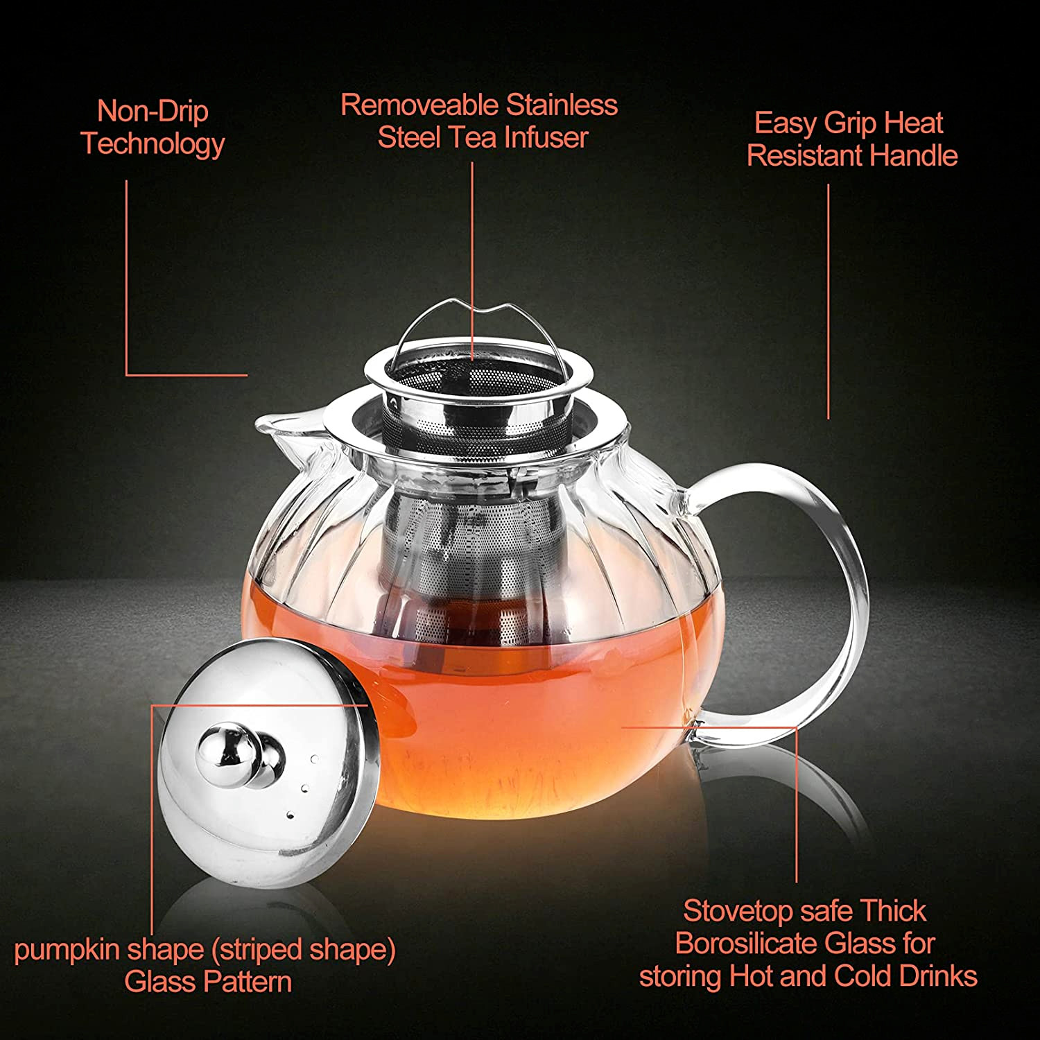 Glass Teapot with Removable Infuser Teabloom (22 oz)