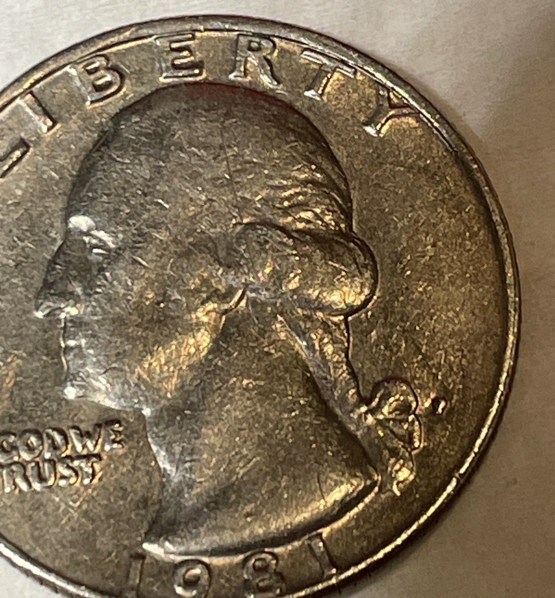 1981 quarter - Errors Filled In Mint Mark, Rim, B In
