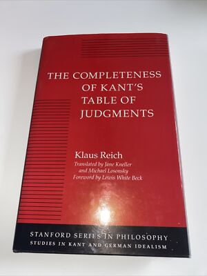 The Completeness Of Kant s Table Of Judgments :Klaus Reich 1992 