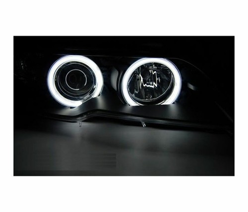 headlights for BMW E46 2003 2004-2006 coupe cabrio angel eyes CCFL black LHD - Picture 2 of 4