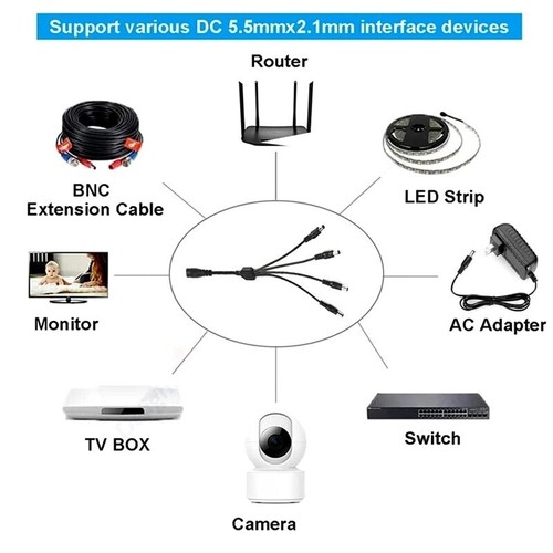 EXTENSION LEAD CABLE CORD FOR AC/DC 12V POWER SUPPLY ADAPTERS 5.5X2.1 UK - Picture 6 of 22
