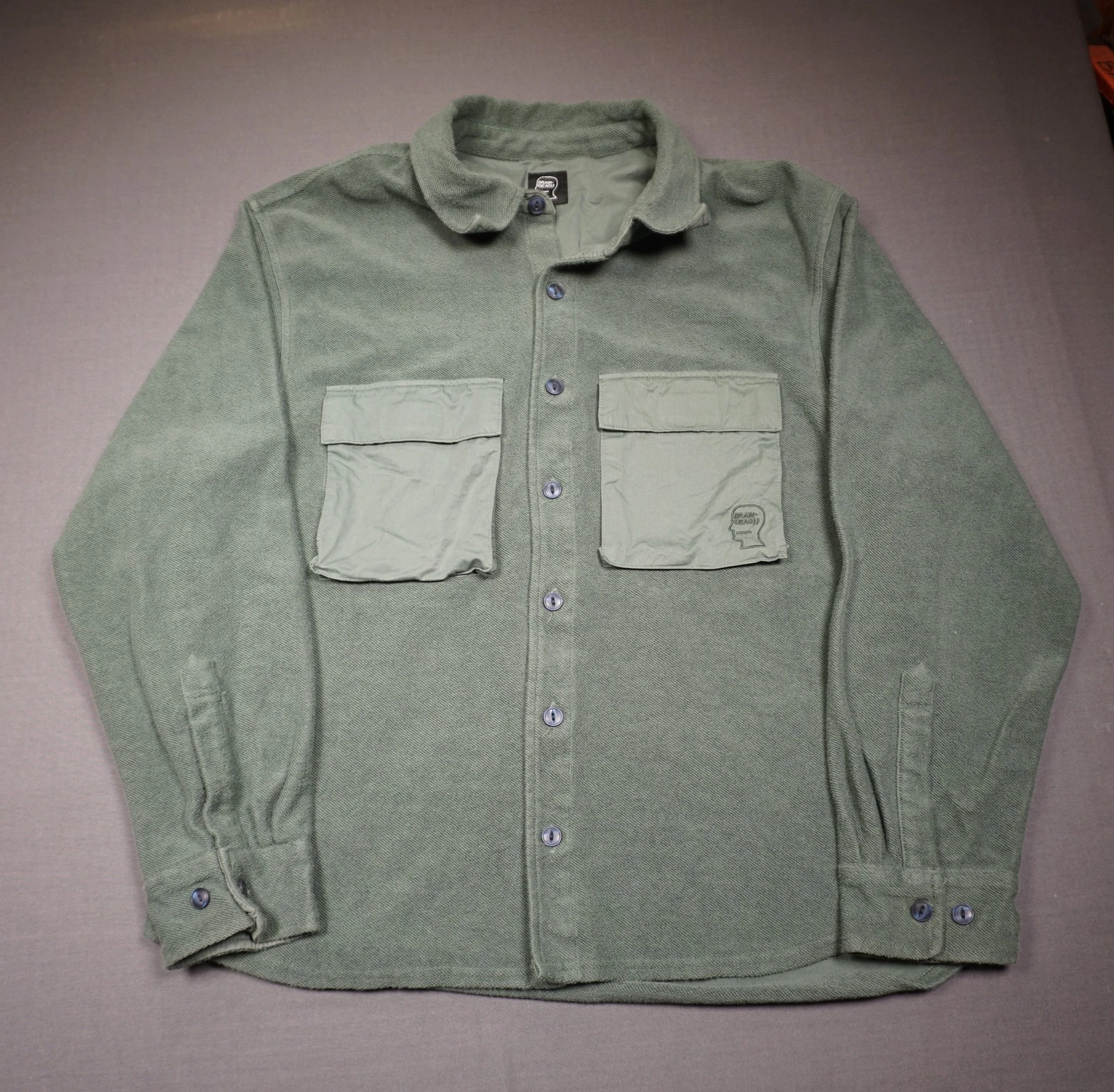 Brain Dead Jacket Mens Large Green Military Button Front Shacket Streetwear LA - product detail image 2