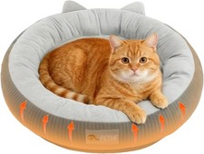 Heated Cat Bed for Indoor Pets   Constant Temperature 100.4-107.6  Donut Cat ...