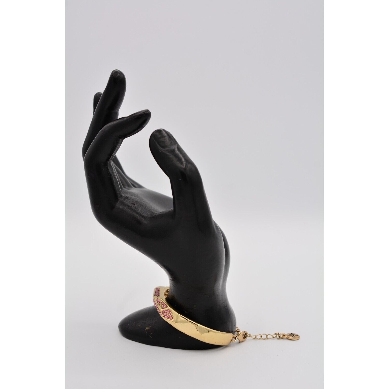 Statement Bangle Bracelet Pave Pink Rhinestone Cr… - image 5