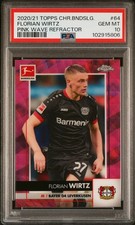 2020 TOPPS CHROME BUNDESLIGA PINK WAVE REFRACTOR #64 FLORIAN WIRTZ 13/75 PSA 10