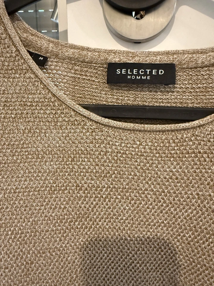 Selected Homme Pullover Herren Braun Beige M Waffle SLHROCKY CREW NECK B NOOS - Bild 3 von 4