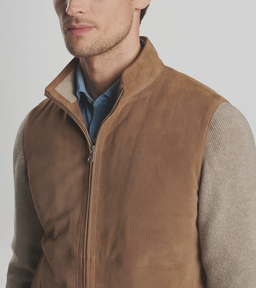 Peter Millar M Soho Jacket Sweater Suede & Cashmere Rye NWT $1795 Crown Crafted - Image 3 of 4