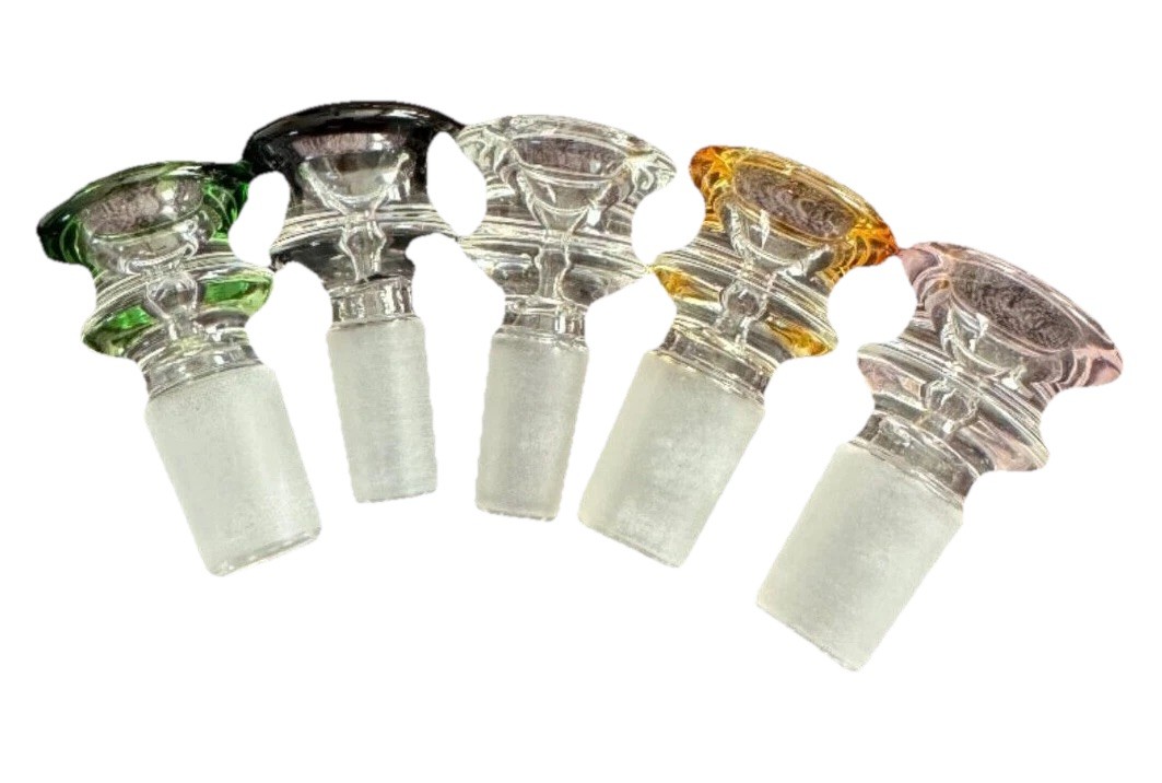 14mm X 18mm Heavy Hipped Male Glass Bowl Piece Tobacco Choose Your Color (2  Pcs)