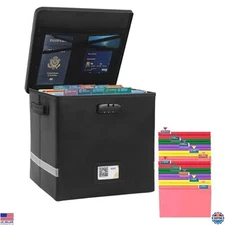 Medium Next of Kin Box Organizer with Smart Labels, Fireproof Foldable File