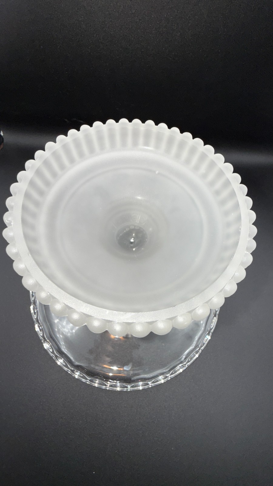 CAKE PLATE STAND Hobbs Brockunier TREE OF LIFE  w/FROSTED HAND Pedestal EAPG