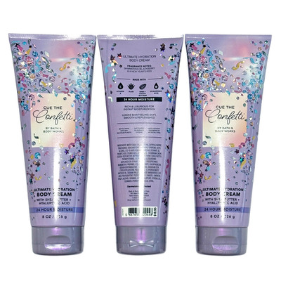 Bath & Body Works CUE THE CONFETTI Ultimate Hydration Body Cream 8 oz (3-Pack)