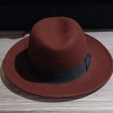 Wide Brim Fedora Hat/ maroon Wool Felt/ Bow Accent/ Women's/ RN 17730VN 1108435