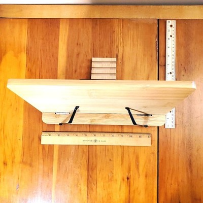 NEW Hinged Bamboo Cookbook Book Page Holder Music Stand 14x9.5'' Adjustable Fold