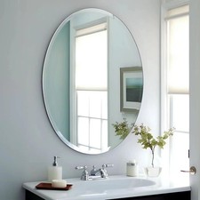 24x36In Frameless Oval Wall Mirror Bathroom Vanity Mirror Beveled Edge Decor US